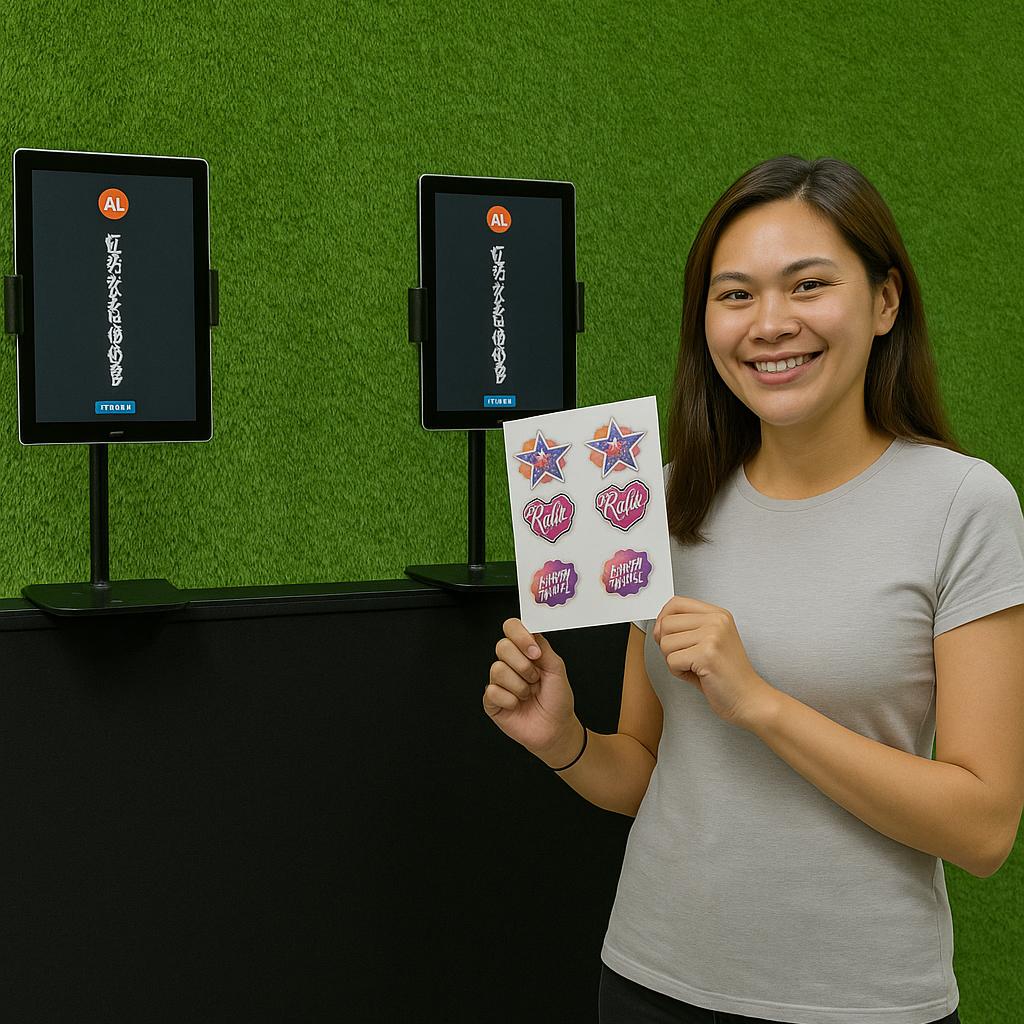 Guests creating their own AI Tattoos at exhibition in Dubai